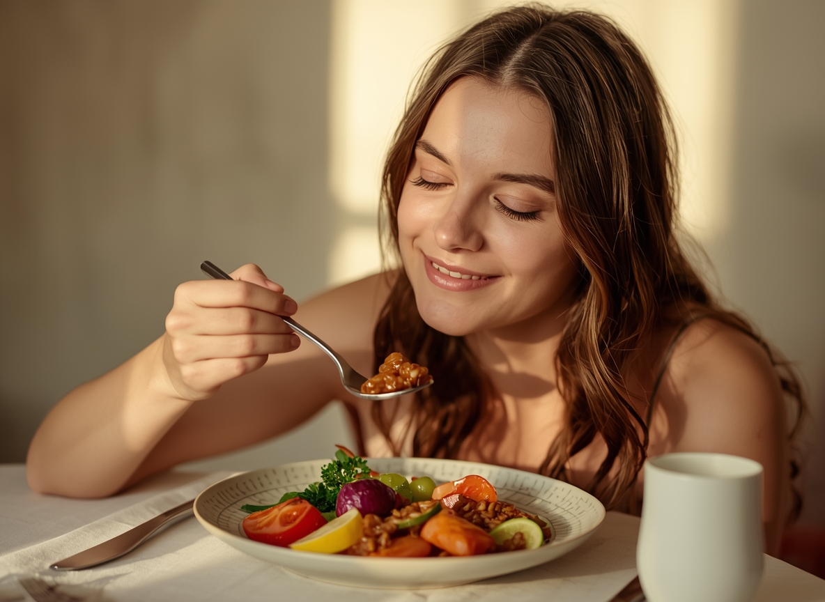 Abstract balanced plate illustration with calm tones